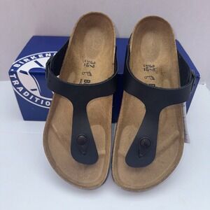 Birkenstock Gizeh BS Black Leather Size 37M (Women's 6-Men's 4) With Box